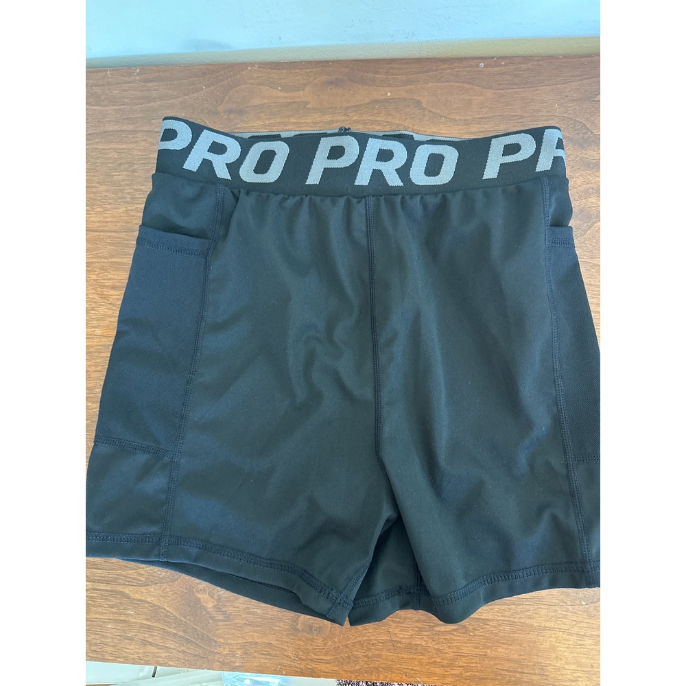 Kids Black Compression Athletic Shorts with Side Pockets Size S Pro Waistband(67